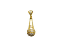 Microphone CZ Pendant (14K)