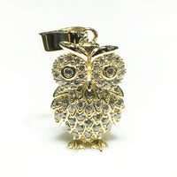 Iced-Out Great Horned Owl Pendant 14K - Popular Jewelry