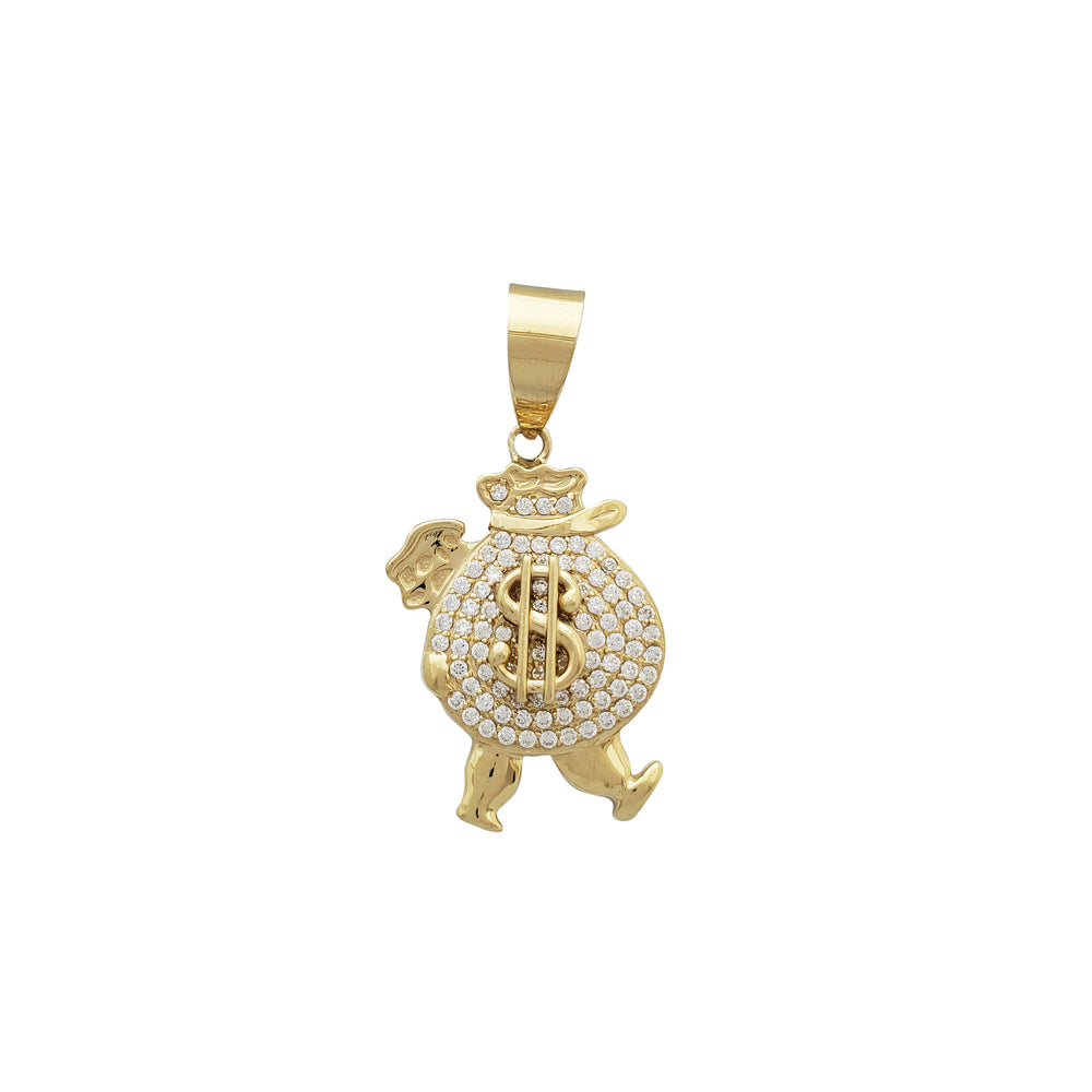 Iced Out Money Bag Pendant (14K)