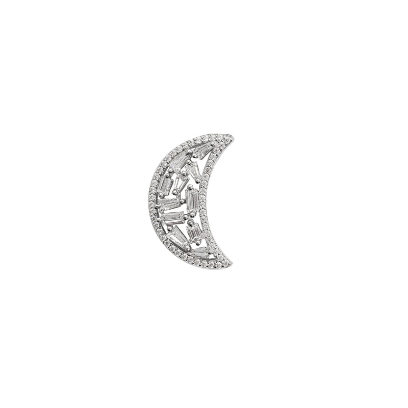 Iced-Out Moon Pendant (Silver)
