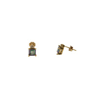 Mystic Topaz Princess cut Stud Earrings (14K)