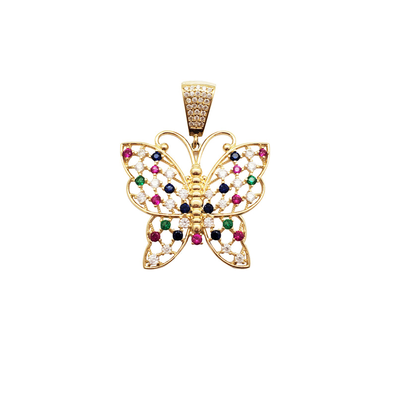 Multi-Color Butterfly Pendant (14K)