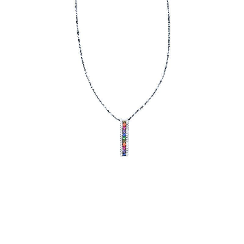 Multi-Color Bar Necklace (Silver)