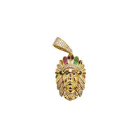 Iced-Out Multicolor Indian Head Pendant (14K)