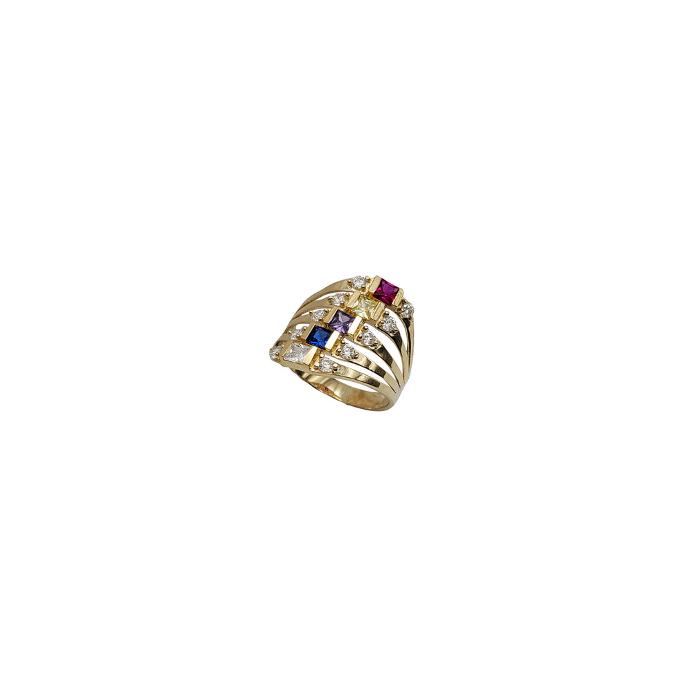 5-Row Multicolor Semanario Ring (14K)