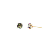 Cushion-Cut Mystic Topaz Stud Earrings (14K)