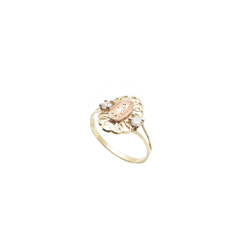 Tricolor Virgin Mary Gossamer Frame Ring (14k)