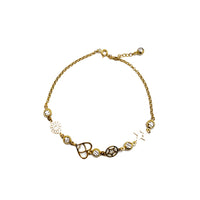 Zirconia Charms Rolo Link Anklet (14K)
