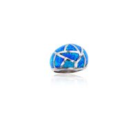 Created Blue Opal Mosaic Dome Fashion Ring (Silver)