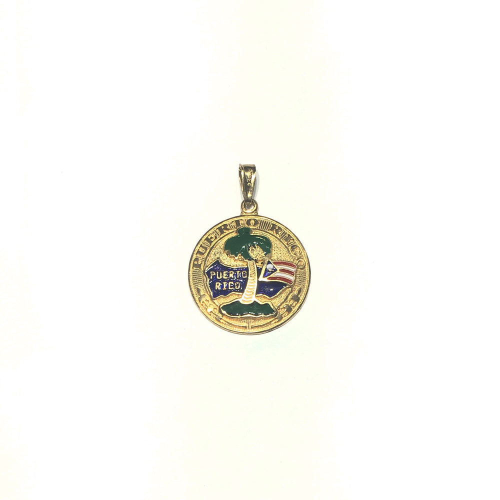 Puerto Rico Medallion Pendant (14K) large - Popular Jewelry - New York