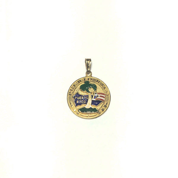 Puerto Rico Medallion Pendant (14K) large - Popular Jewelry - New York