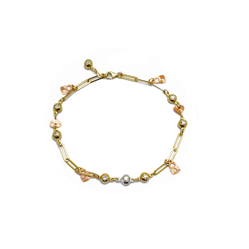 Zirconia Charms Paper Clip Link Anklet (14K)