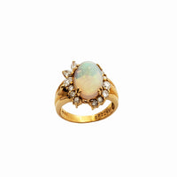 Gyémánt és opál koktélgyűrű (18k)