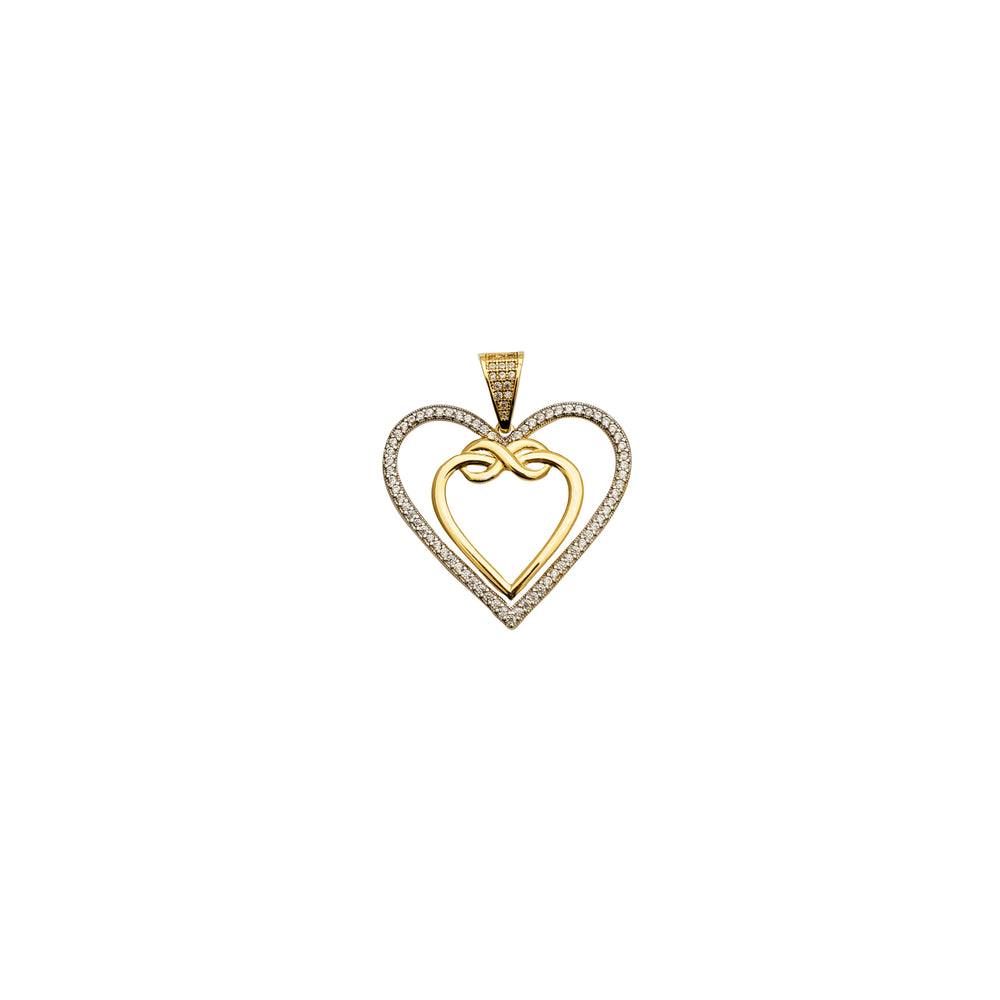 Double Open CZ Heart Pendant (14K)
