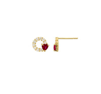 Open Circle Heart Stud Earrings (14K)