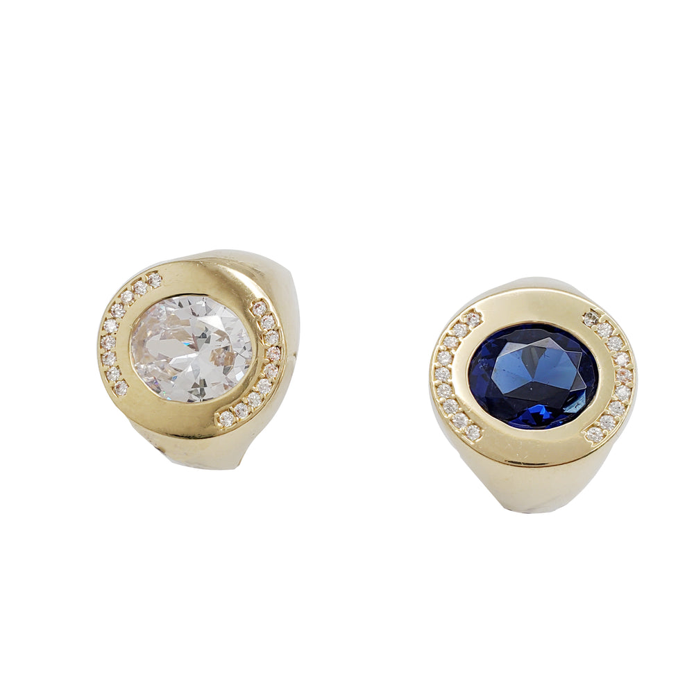 Cubic Zirconia Oval Men Ring (14K)