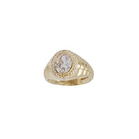 Zirconia Solitaire Oval-Halo Men Ring (14K)