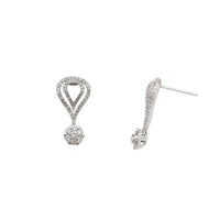 Diamond Teardrop Halo Dangling Stud Earrings (14K)