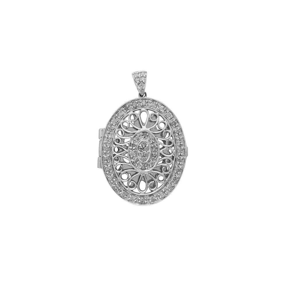 Diamond Oval Shape Locker Pendant (14K)