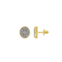Oval Shape Baguette & Round Diamond Stud Earrings (14K)