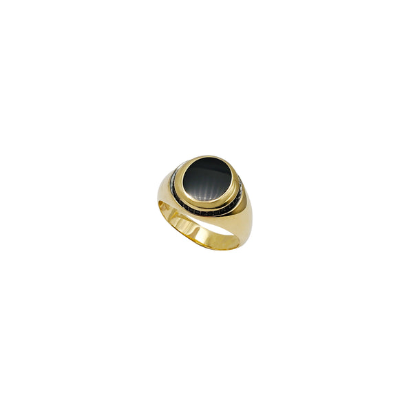 Oval Shape Black Onyx Ring (14K)