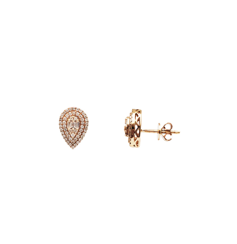 Pear Shape Diamond Stud Earrings (14K)