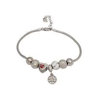 Zirconia Charm Snake Link Bracelet (Silver)