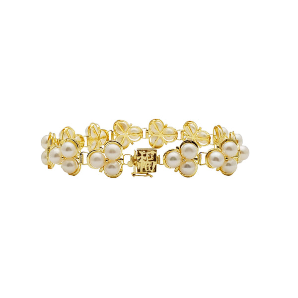 Yellow Gold Triskelion Pearl Bracelet (14K)