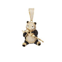 Zirconia Panda With Bamboo Pendant  (14K)