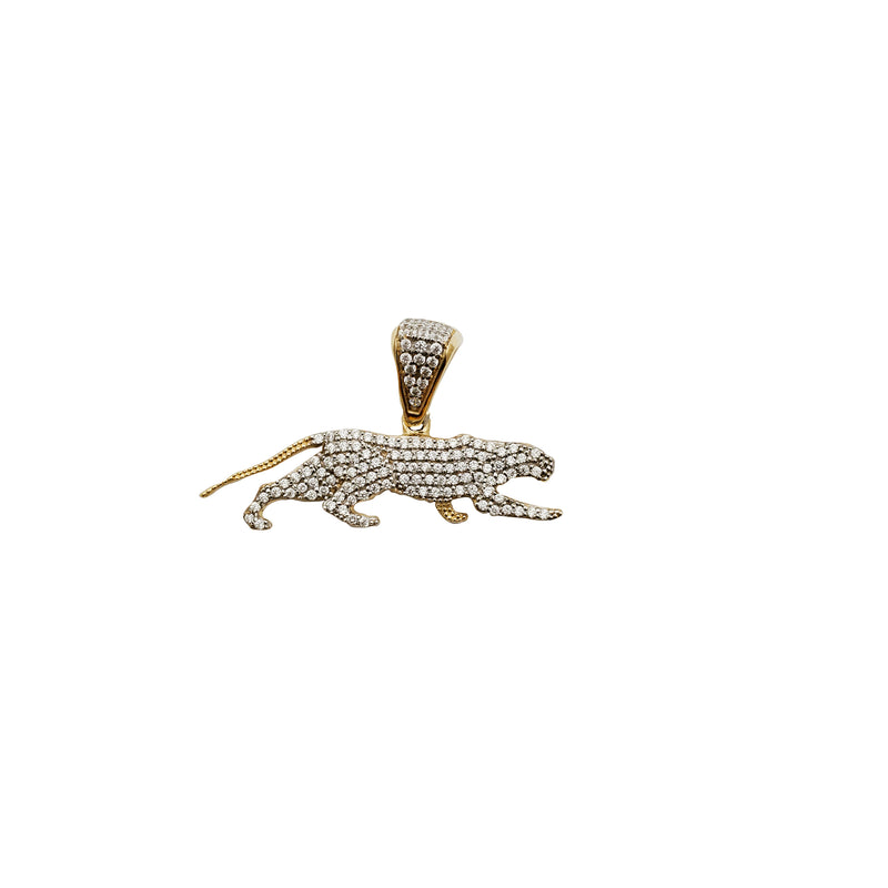 Yelow Gold Iced-Out Panther Pendant (14K)