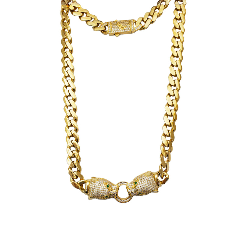 Adorna Open Panther Link Necklace or Bracelet, 14K Yellow Gold - QVC.com