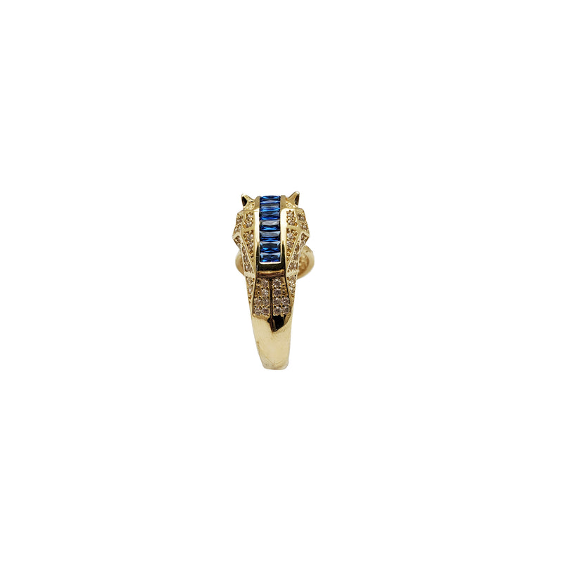 Iced-Out Azure Stripe Panther Ring (14K)