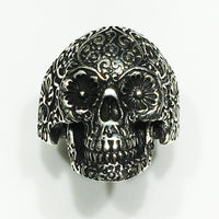 Antique Floral Skull Ring (Silver) - Popular Jewelry