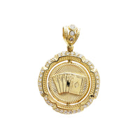 Spin Medallion with Dollar Sign & Pocket Card Pendant (14K)