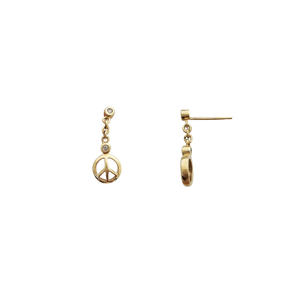 Diamond Dangling Peace Stud Earrings (14K)
