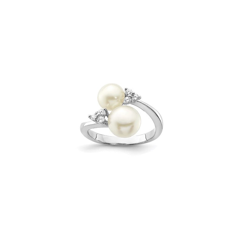 Cubic Zirconia and Pearl Ring (Silver)