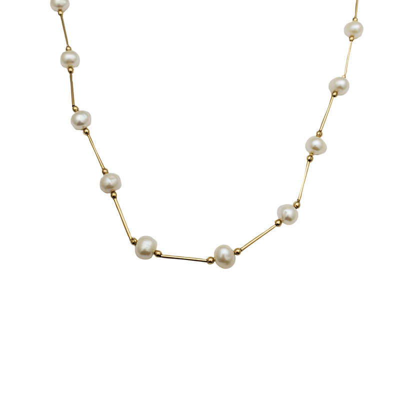 Yellow Gold Pearl Necklace (14K)