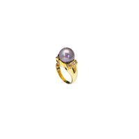 Bague perle diamant taille prince (18K)