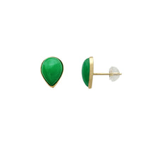 Teardrop Shape Jade Stud Earrings (14K)