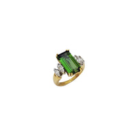 Baguette Shape Peridot and Marquise Diamond Ring (18K)