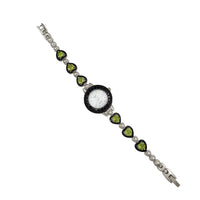 Black Onyx and Peridot Facets Watch (silfur)