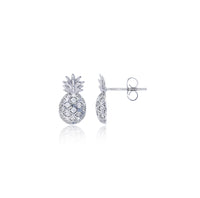 Micropave CZ Pineapple Stud Earrings (Silver)