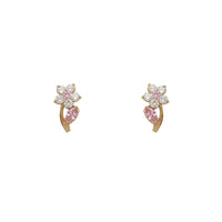 Pink Flower Stud Earrings (14K)