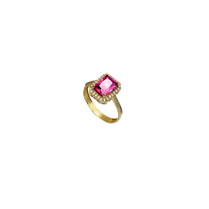 Iced-Out Rectangle Stone Ring (10K)