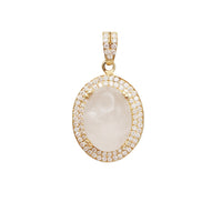 Oval Rose Quartz VS Diamond Pendant (14k)