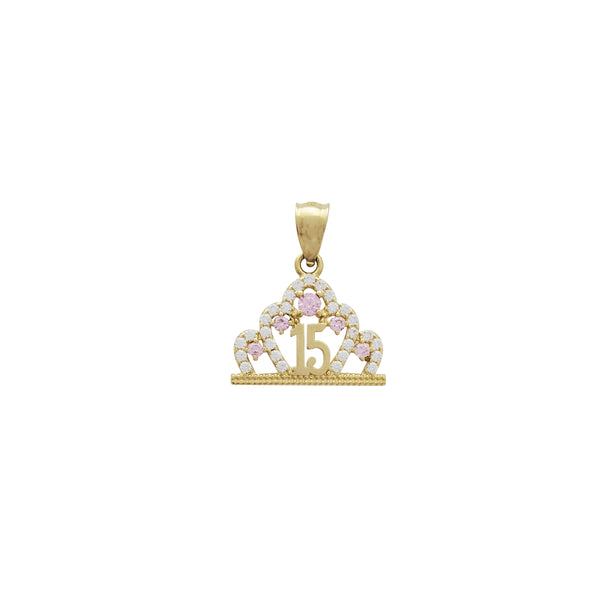 Fifteen/Quinceanera (15) Crown Pendant (14K)