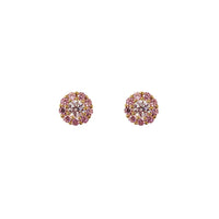 Cubic Zirconia Halo Flower Stud Earrings (14K)