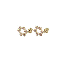 Pink Open Circle Zirconia Stud Earrings (14K)