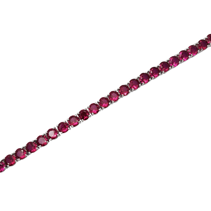 Pink Cubic Zirconia Tennis Bracelet (Silver)