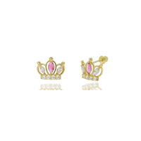 Outline Crown CZ Earrings (14K)